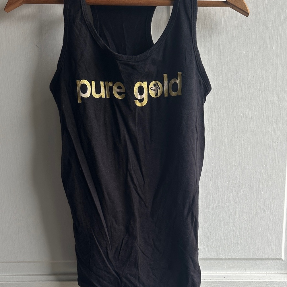 Zumba Fitness Black Tank Top with Gold Print
